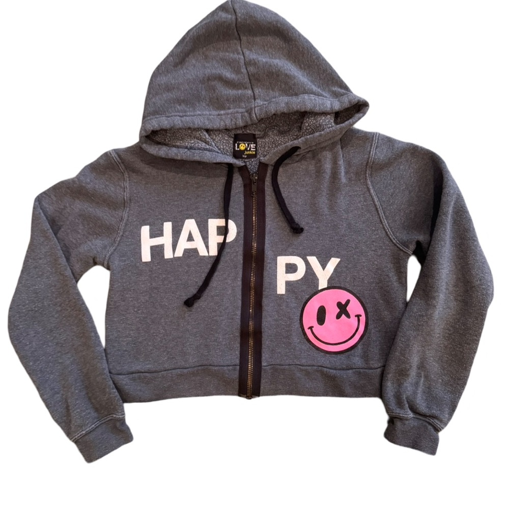 LOVE JUNKIE Kids Gray Hoodie with Pink Smiley
Has matching joggers!